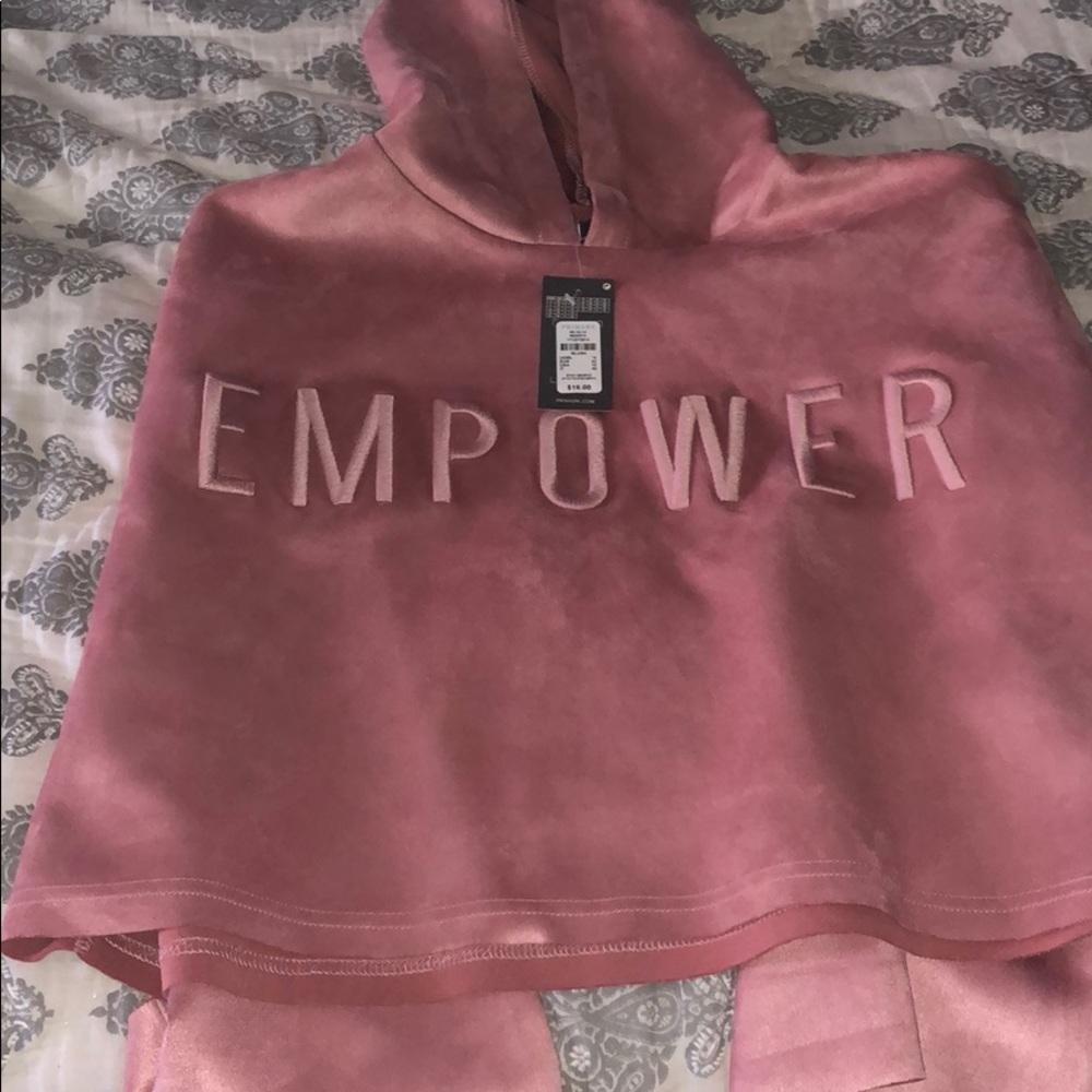 Empower pink sweater with hood